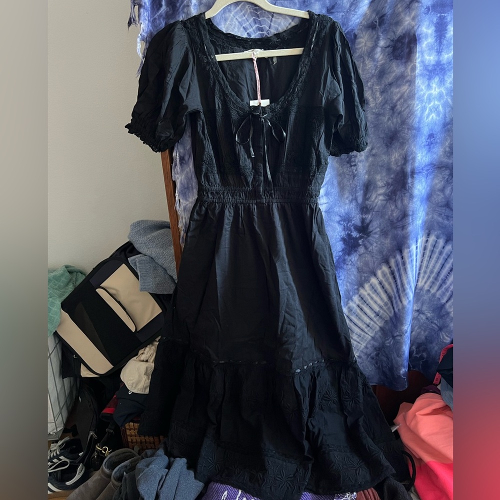 LoveShackFancy Wendy Black Dress New With Tags - Picture 2 of 9